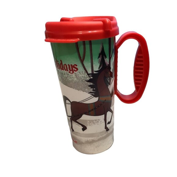 4 Disney Theme Park Souvenir Cup Happy Holidays Plastic Character Lid Vintage - Picture 6 of 10